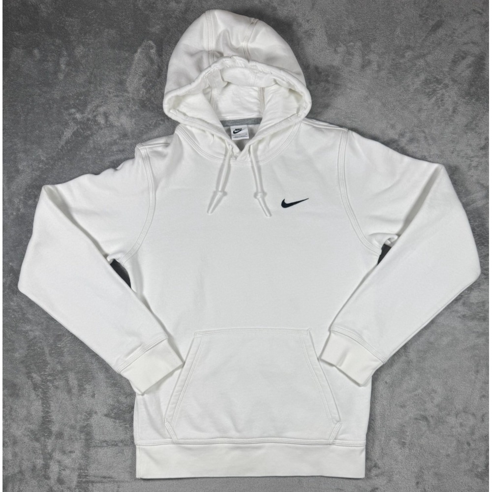 Nike Sportswear Club Hoodie Logo Fleece Pullover Men's Small White 611457-100